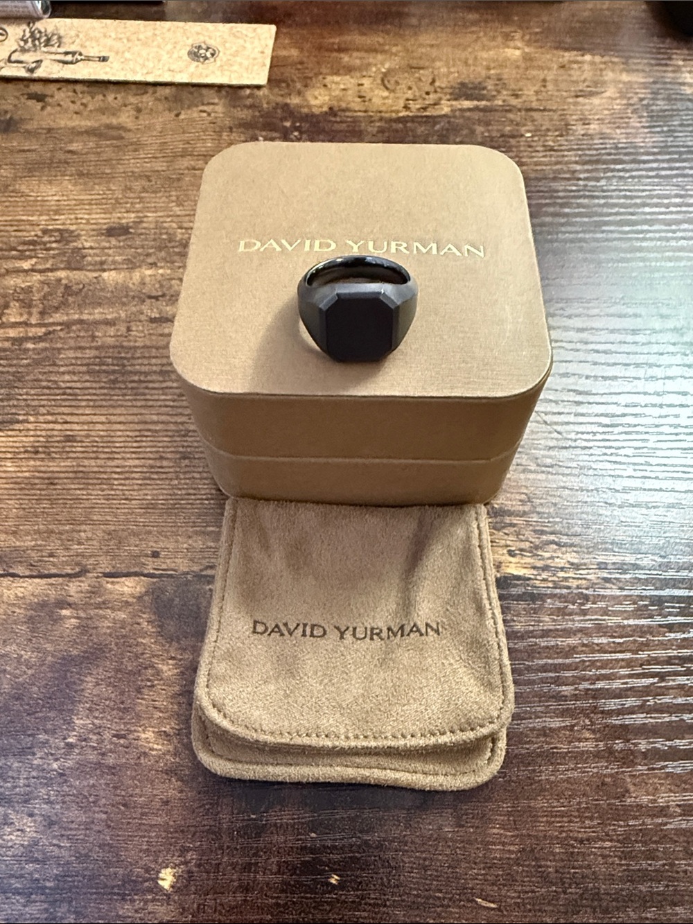 David Yurman Men’s Black Faceted Onyx Signet Ring